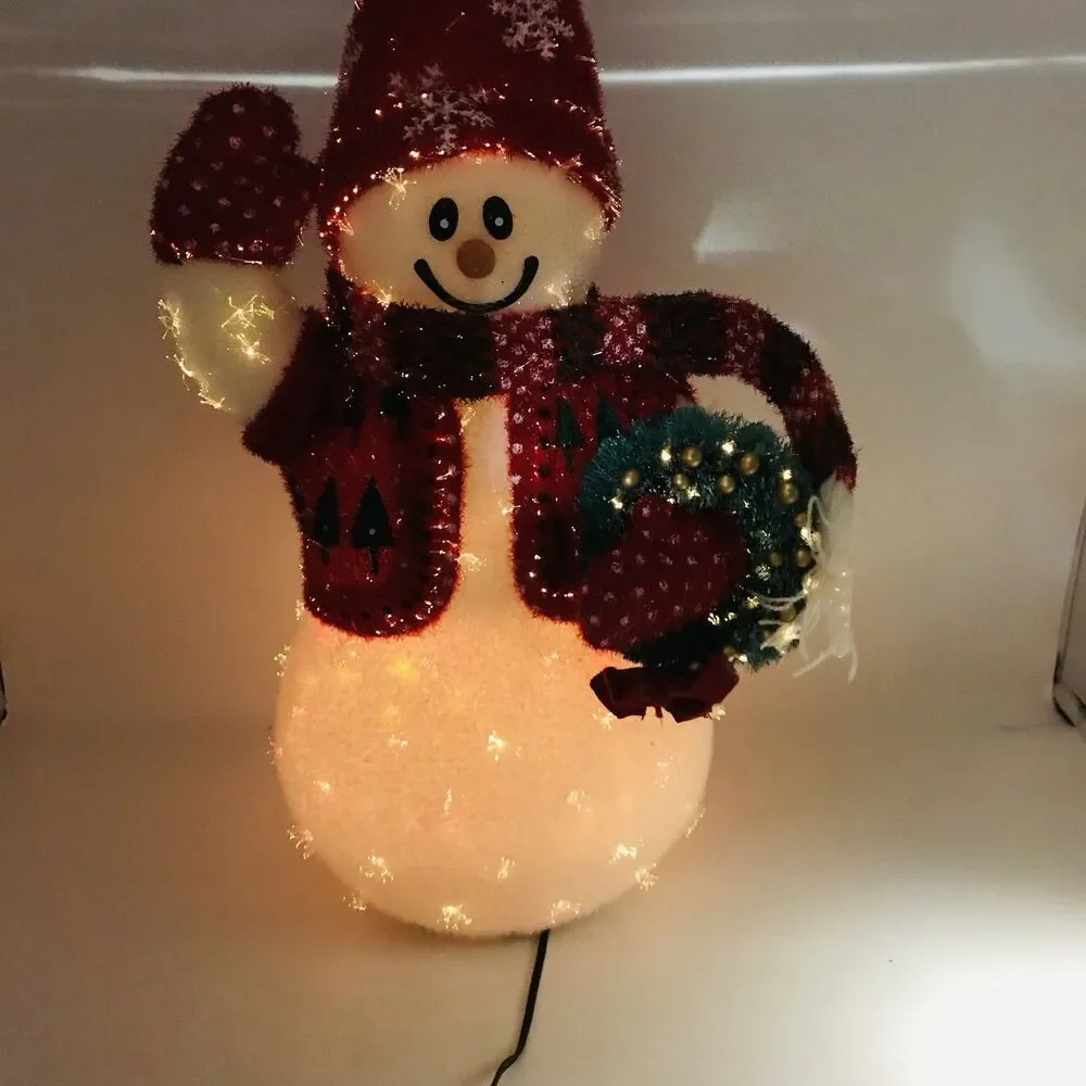 Vtg AVON Fiber Optic Light-Up Snowman Holiday Christmas Color Changing 16”